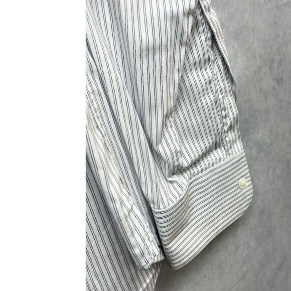 Psycho Bunny Double Pinstripe Single Needle White & Blue Button Up Shirt Size S - Picture 6 of 12